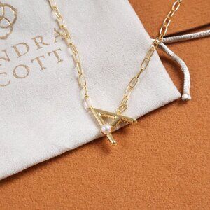 Kendra Scott Letter A Freshwater Cultured Pearl Necklace Gold